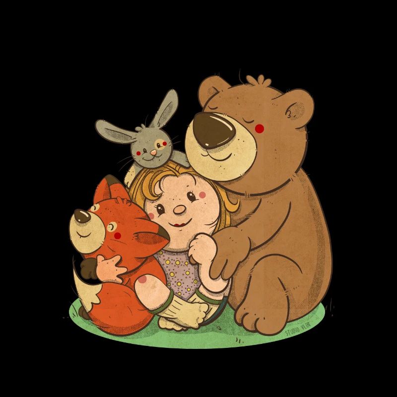 kleines mädchen mit tierischen freunden