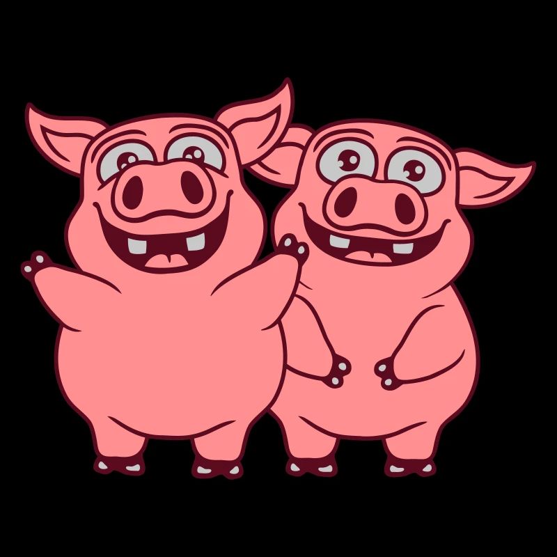Équipe drôle de cochons heureux