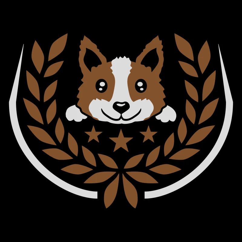 Emblem laurel wreath dog design