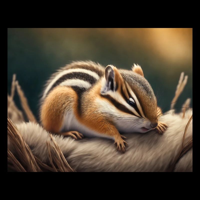 Cute animals doing hibernation – chipmunk