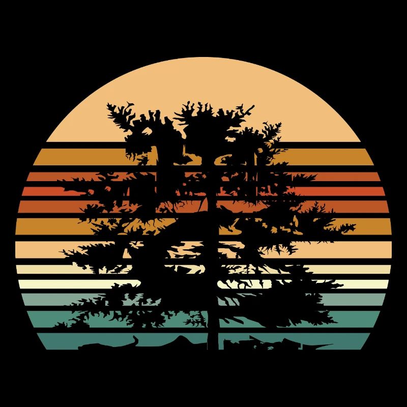 Wald Illustration mit Retrofarben vintage Baum