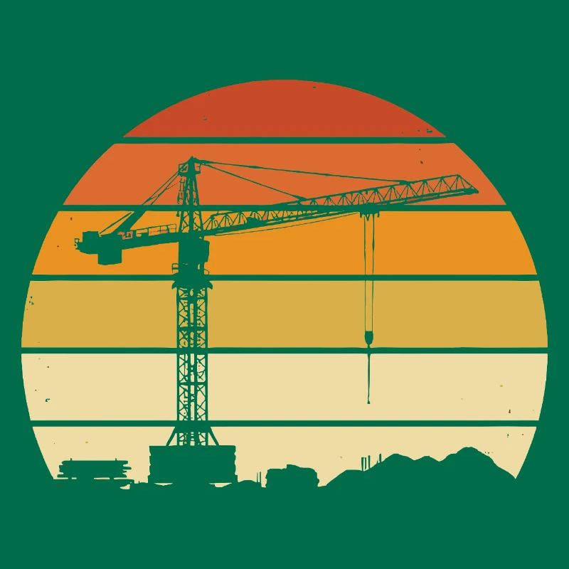 Crane Operator Retro Design – Construction Site & Construction Crane