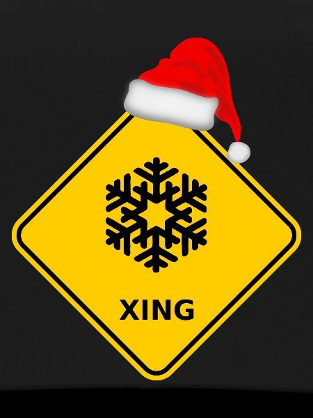 "snowflakes" with Santa hat
