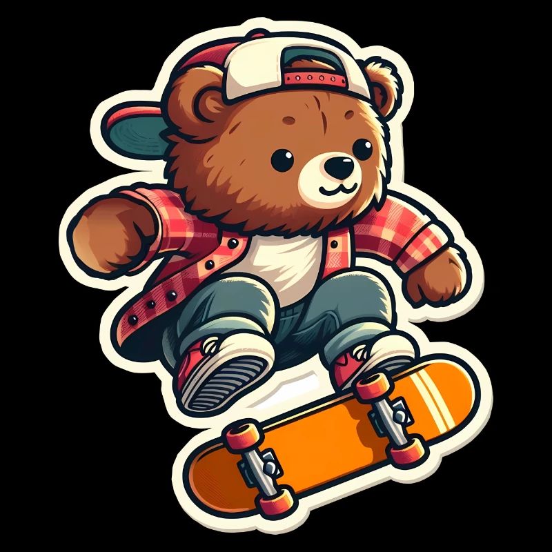 Bear Riding Skateboard