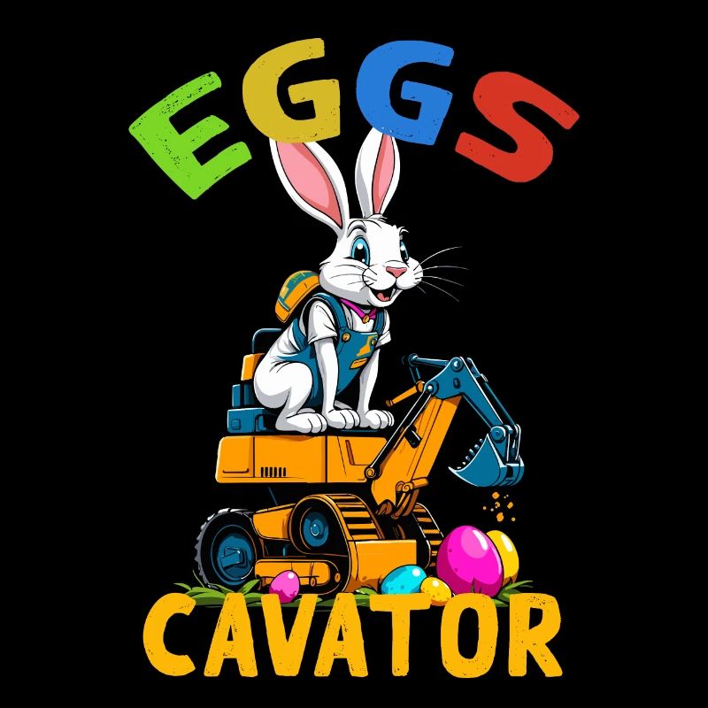 Funny Easter Saying Easter Bunny Excavator Driver