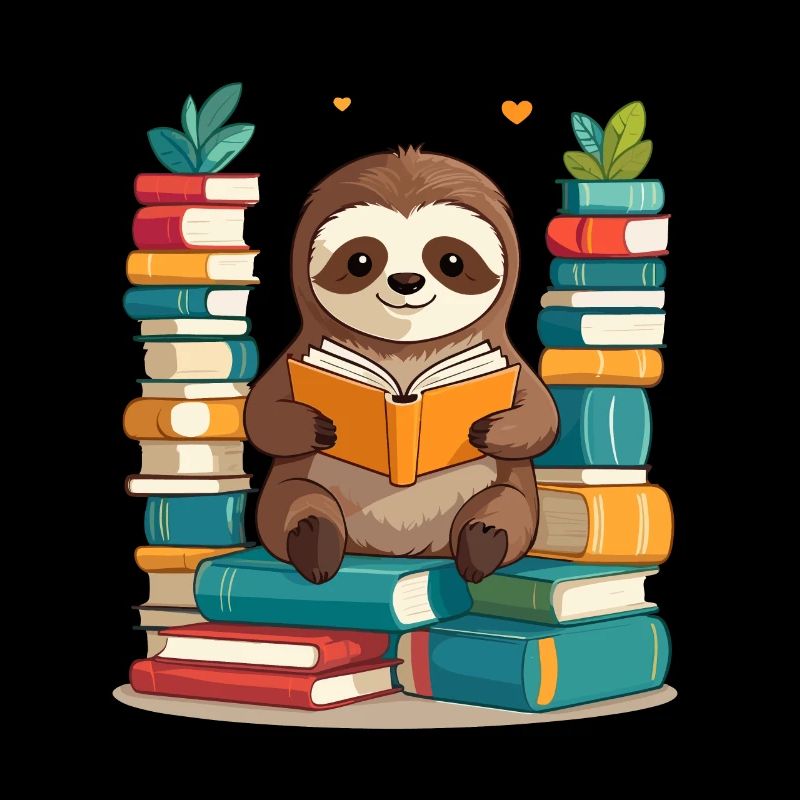 Funny Book Lover Sloth Cute Design
