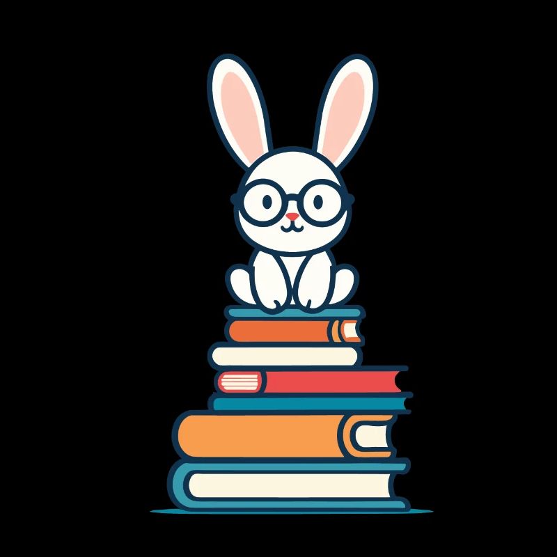 Reading Bunny Enthusiastic Book Lover Bunny