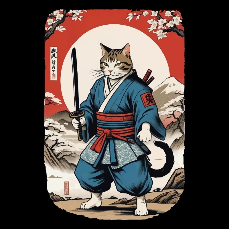 Samurai Katze Vintage Ukiyo E Japanisches
