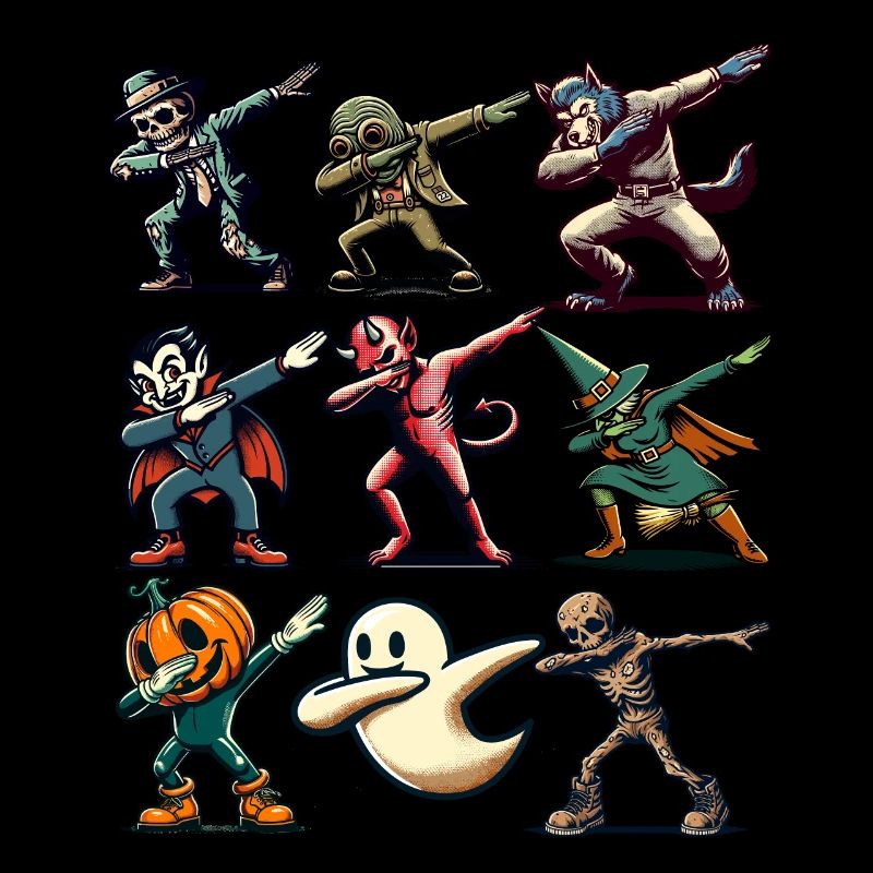 Dabbing Halloween Creatures Funny Dabbing