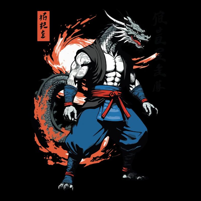 Samouraï Dragon Vintage Ukiyo-e Style Artwork