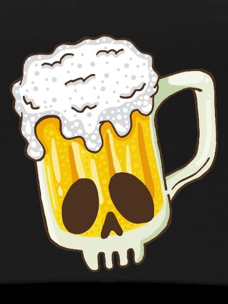 Crâne et bière