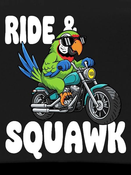 Raging parrot on motorcycle