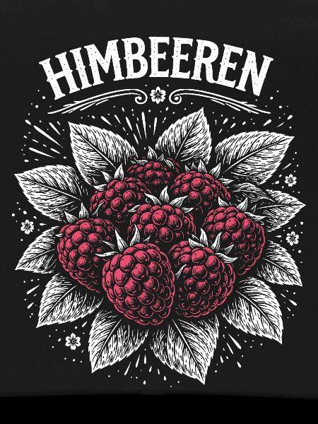 Raspberries Illustration Pink Print
