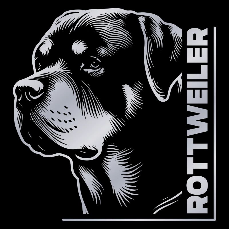 Tête de dessin ROTTWEILER argent