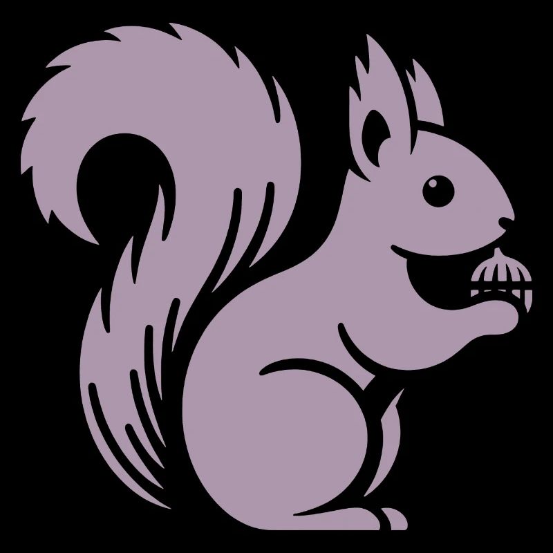 Minimalist Squirrel Silhouette with Nut