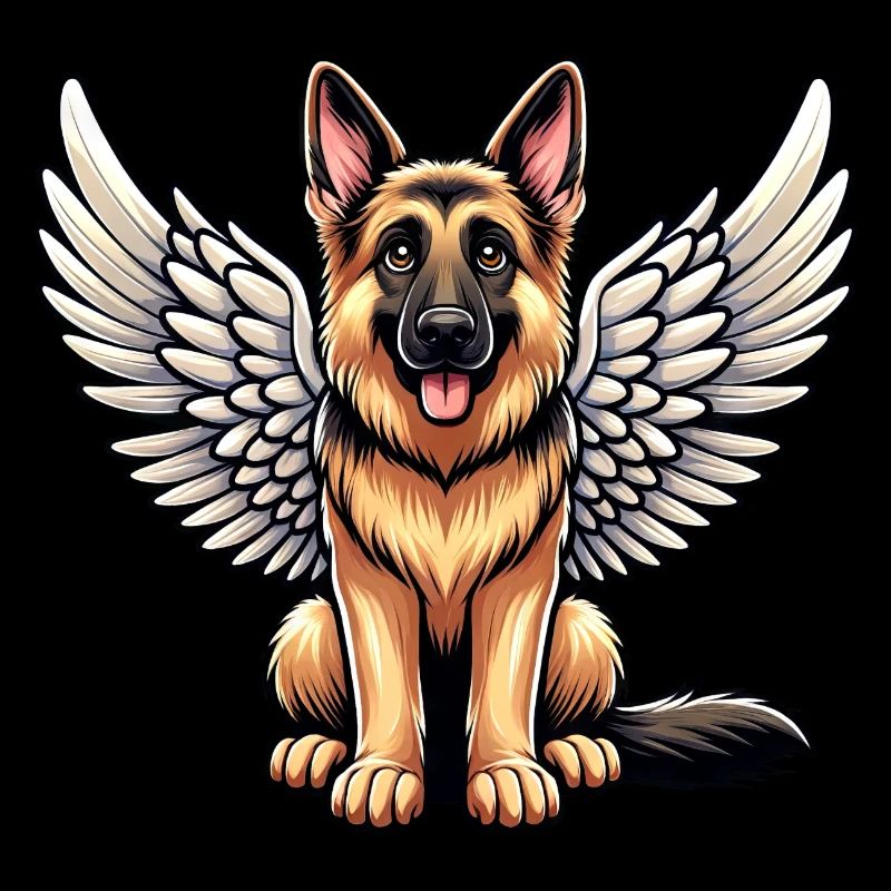 German Shepherd Angel - Guardian with Wings