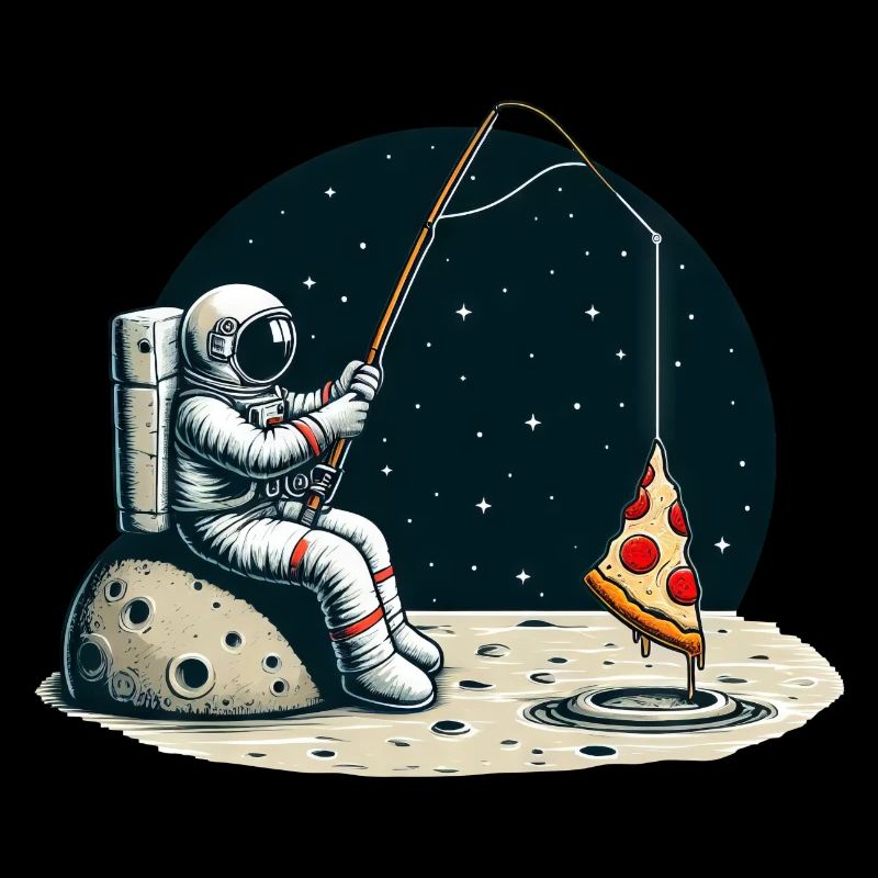 Astronaute Pizza Pêche Lune Espace