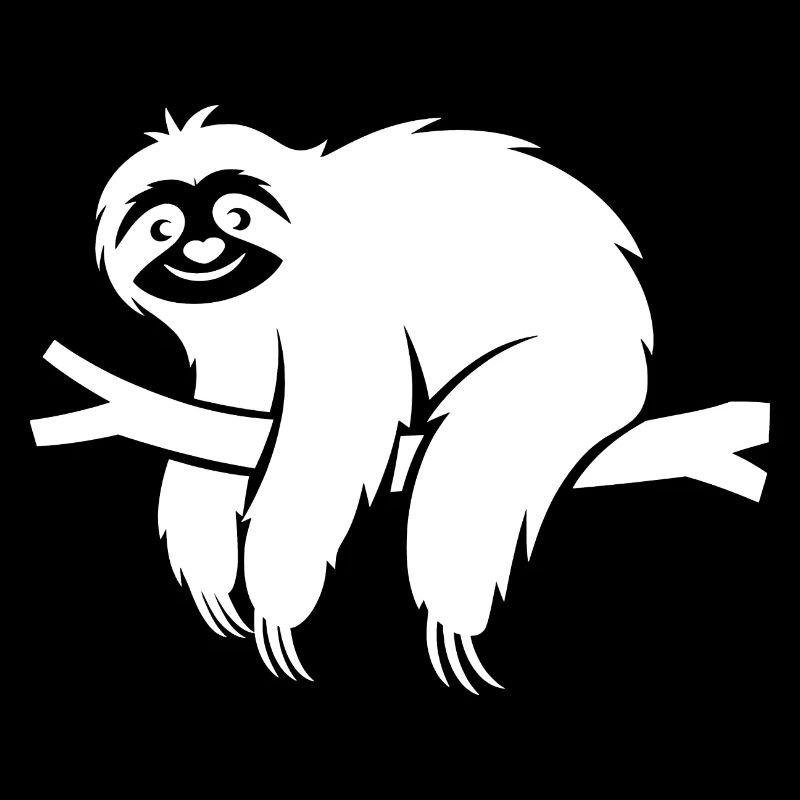 Minimalist sloth relaxing on a branch