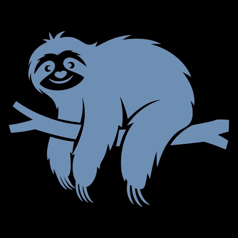 Minimalist sloth relaxing on a branch