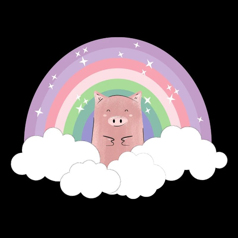 Cochon Arc-en-ciel Couleurs Pastel Nuages Cadeau