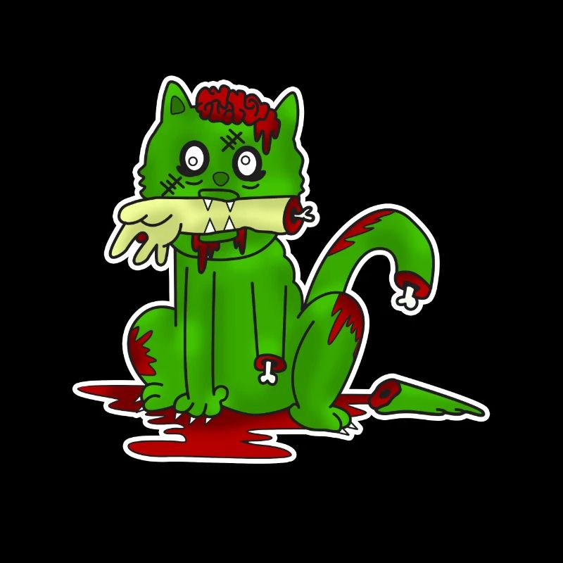 Zombie, Katze, Halloween, Knochen, Geschenkidee