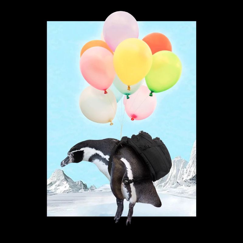Pinguin mit Luftballons