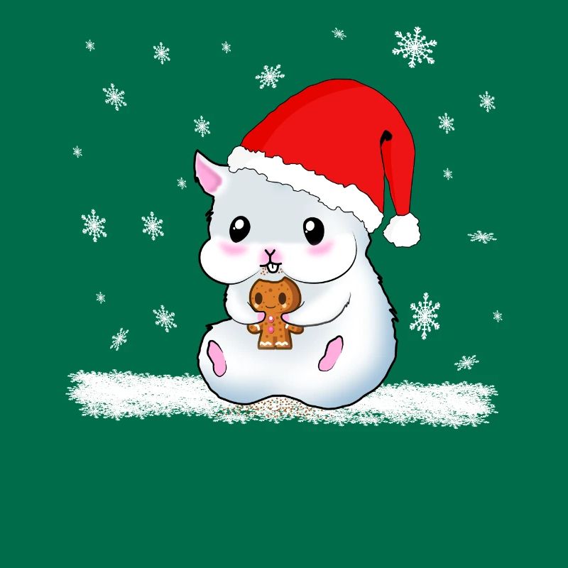 A Sweet Hamster Eats A Cookie While It Snows