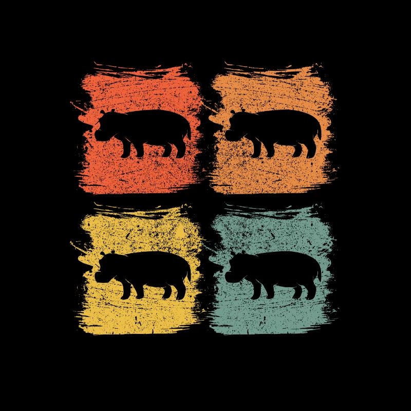 Hippopotame Retro Pop Art Cadeau
