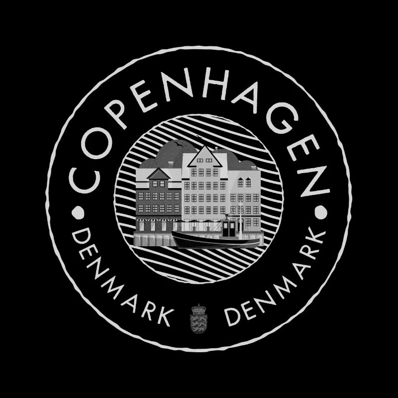 Port de Copenhague Illustration Noir & Blanc