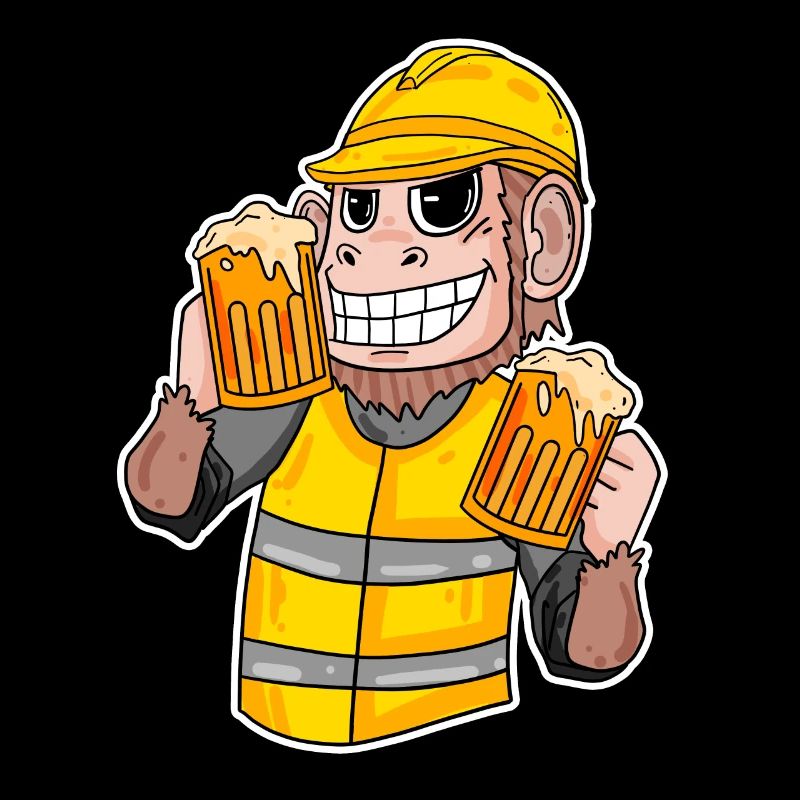 Baustelle Affe Bier lustig Geschenk