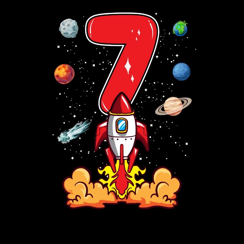 Rocket Astronaut 7 Year 7th Birthday Space