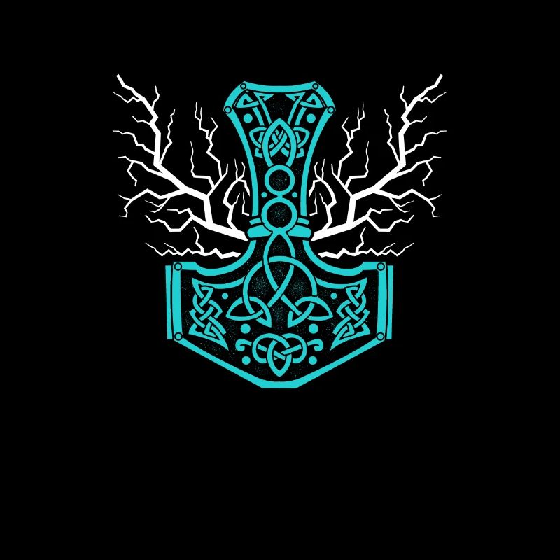 The hammer of Thor with lightning - Mjölnir