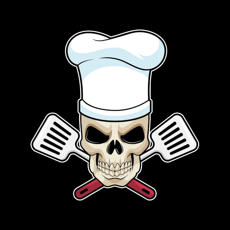 Skull as a cook with a chef's hat
