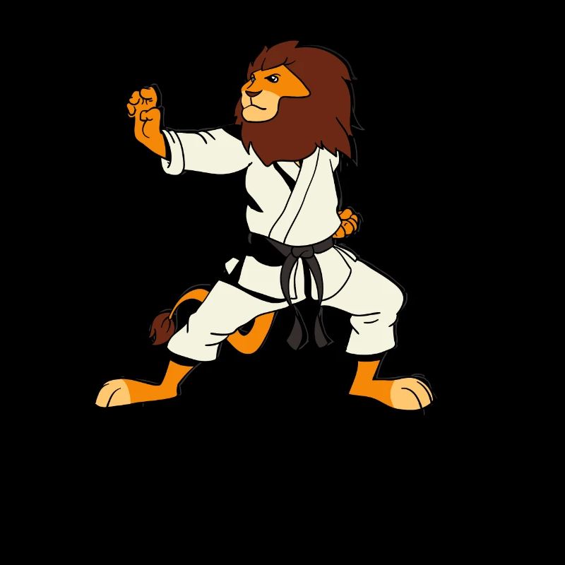 Comic Löwe macht Karate