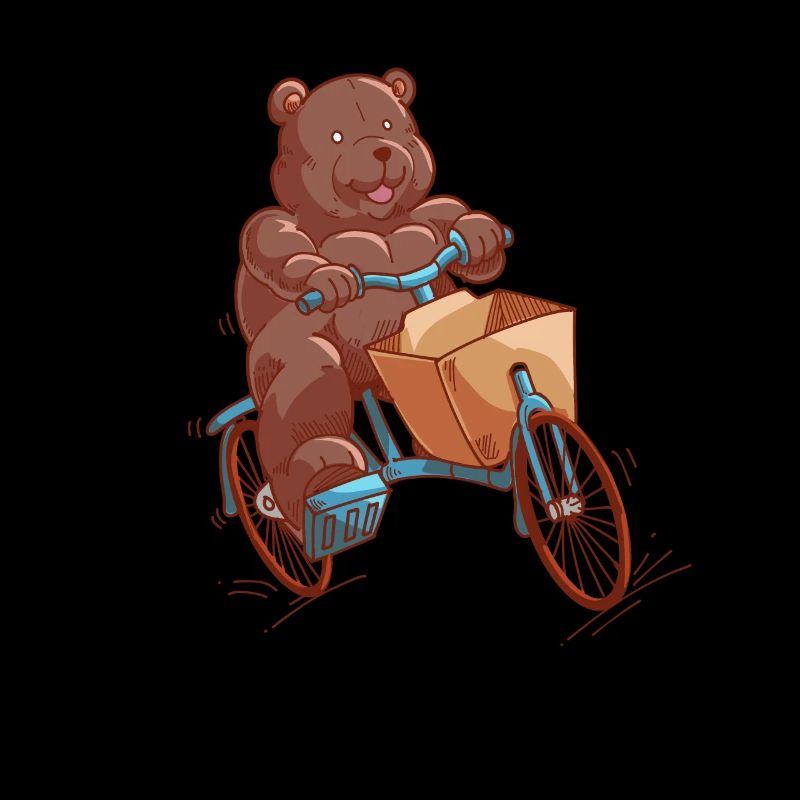 Comic Teddy monte en vélo cargo