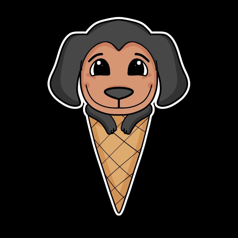 Coonhound avec cornet de crème glacée - crème glacée