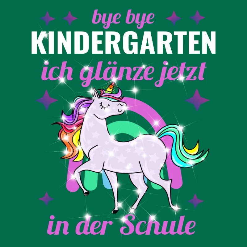 Bye Bye Kindergarten Glitzer Einhorn Einschulung