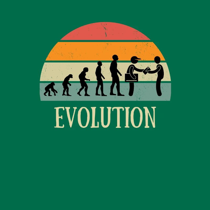 evolution vintage postman humor mail man