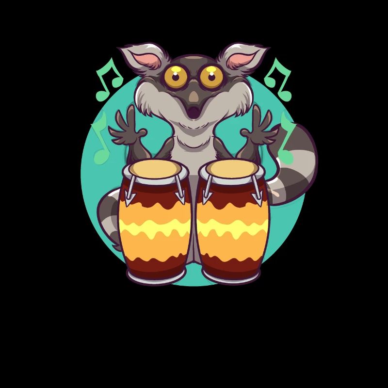 Comic Lemur spielt Percussion