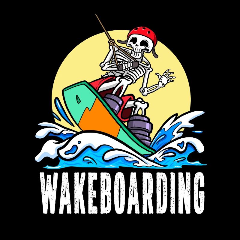 Wakeboarder Skeleton sur le wakeboard