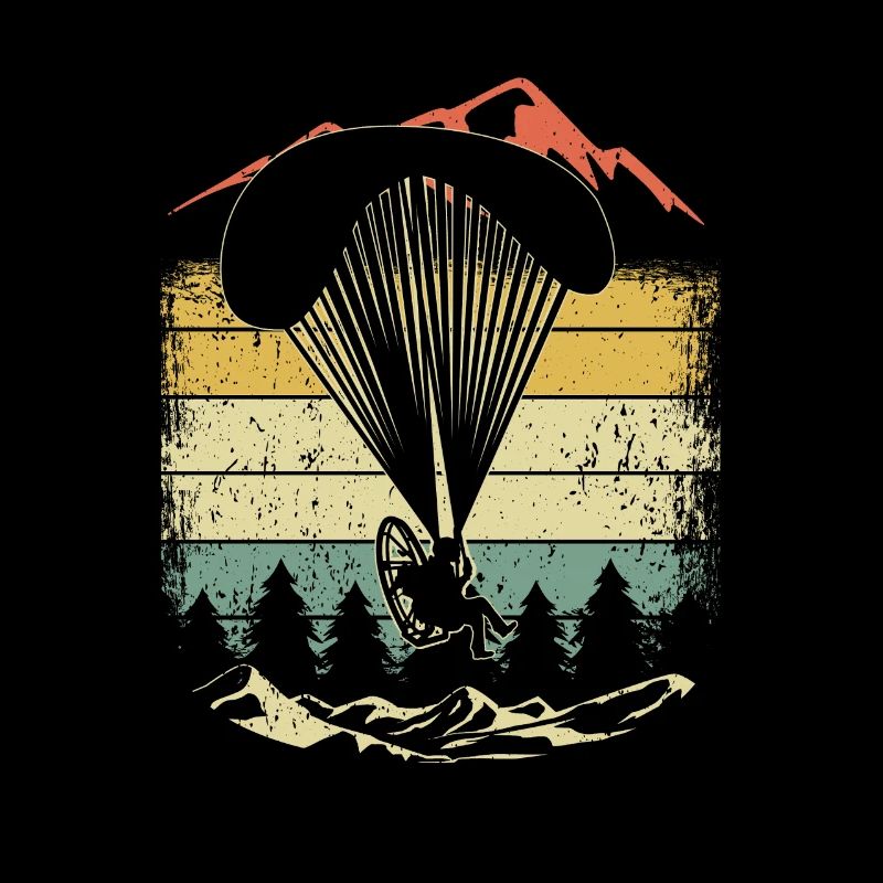 Retro Paraglider Parachuting Skydiving Paramotor