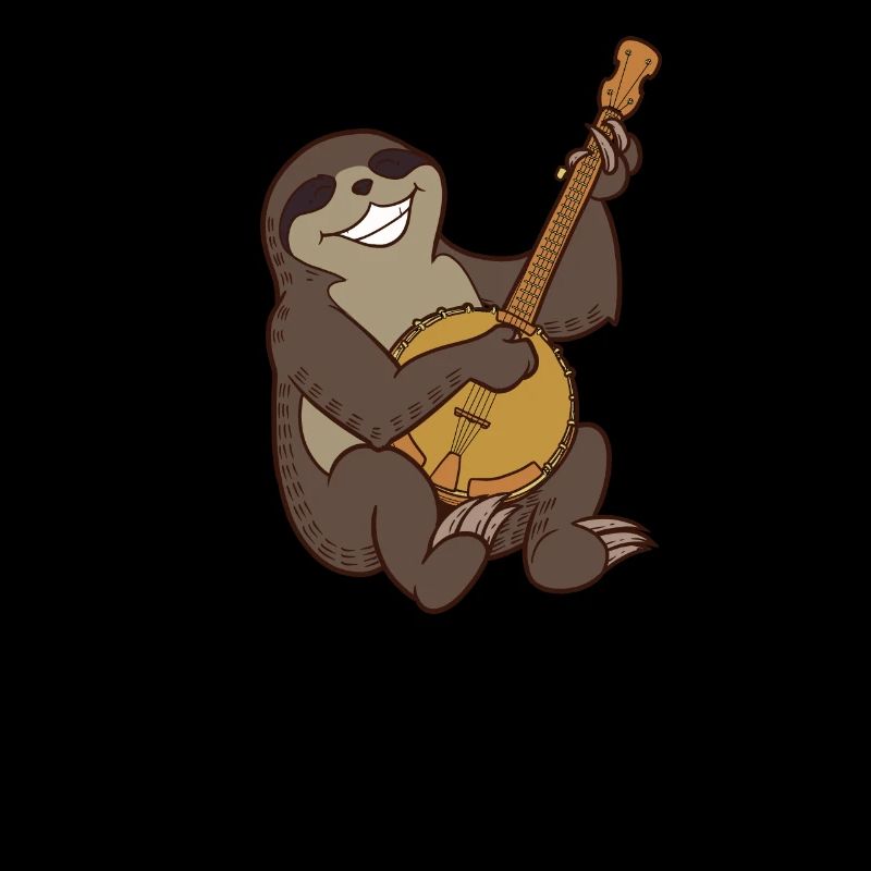 Comic sloth plays banjo