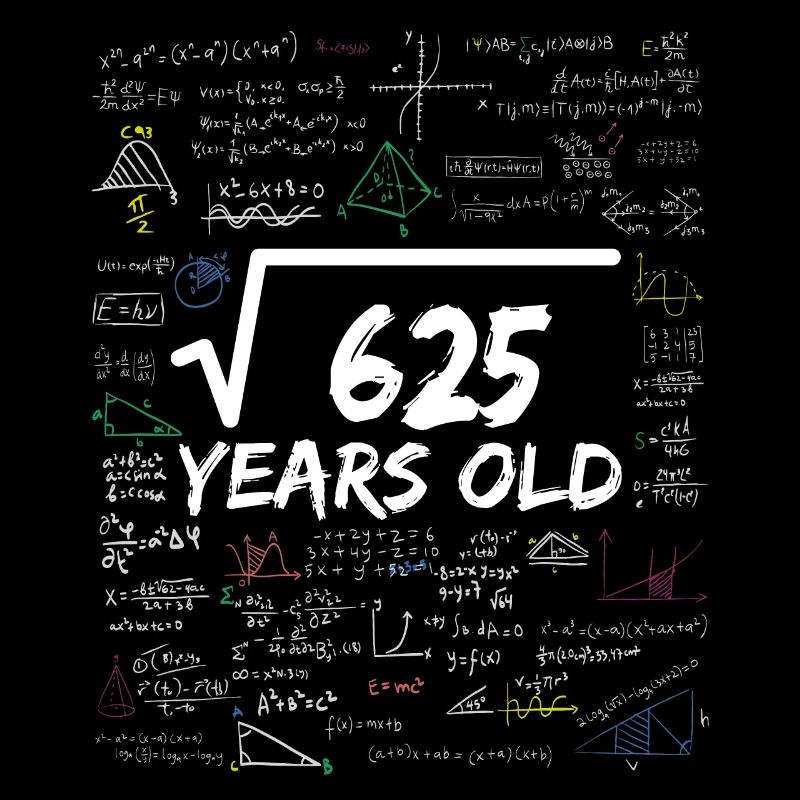 Square Root of 625 25TH Funny Math Birthday