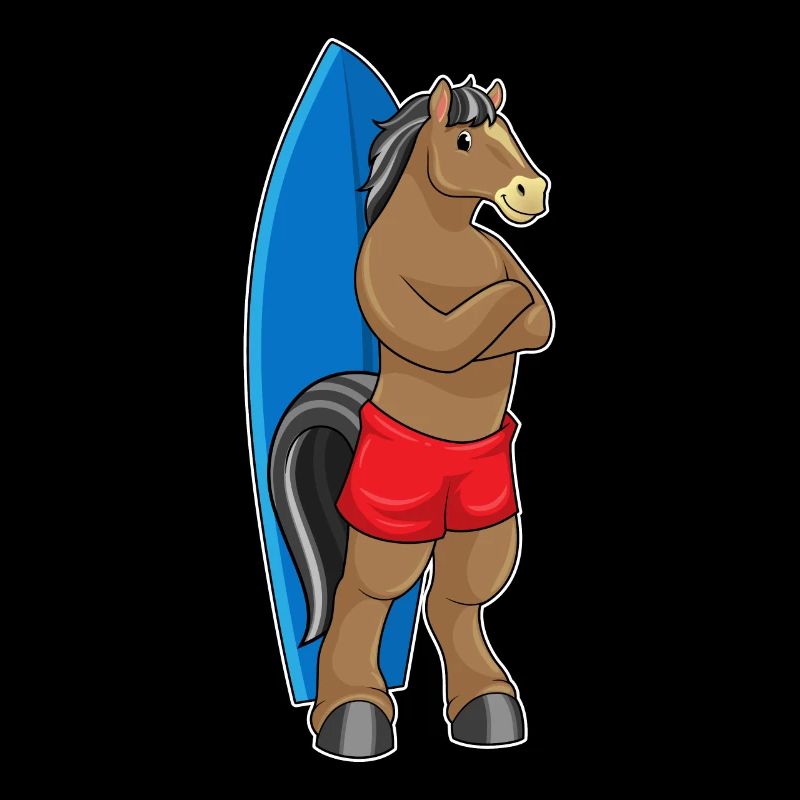 Cheval comme surfeur avec planche de surf