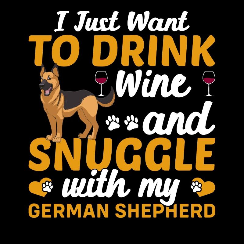 Drink wine Cuddling with German Shepherd