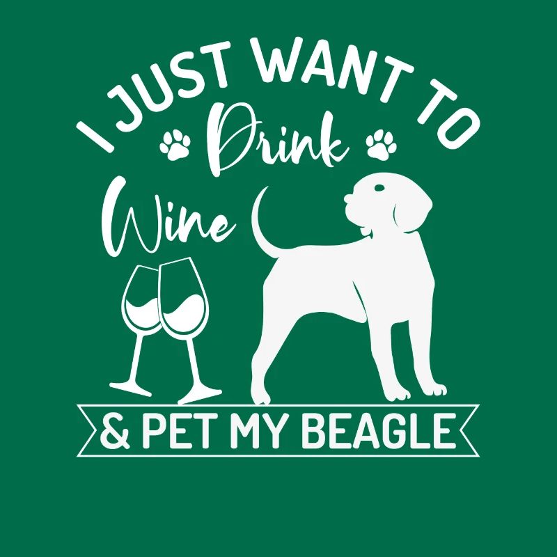 Wine Drinking and Beagle Stroking Funny Graphics