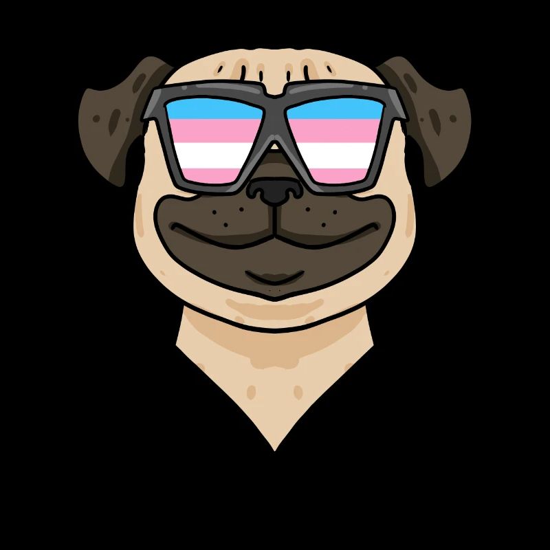 Transgender Mops Hund - Hund mit Brille
