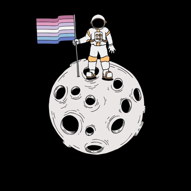 Astronaute Bigender sur la lune Drapeau Bigender