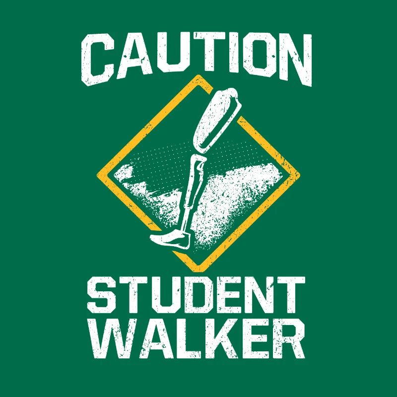 Caution Student Walker Amputation Leg Disability