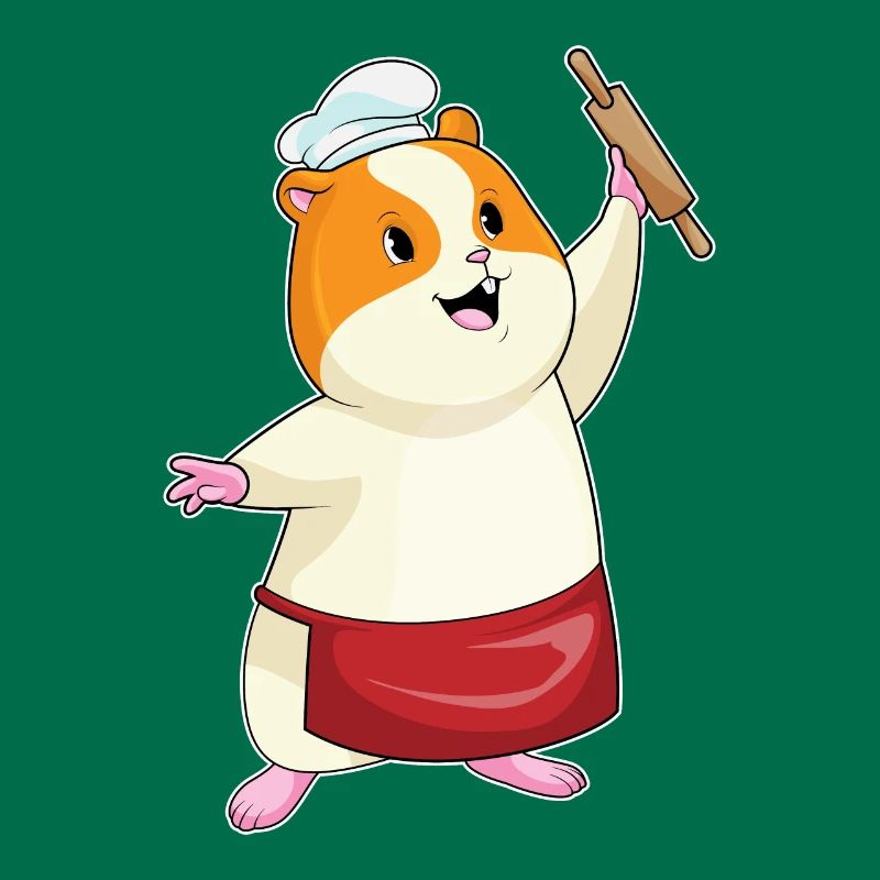 Hamster as a baker with rolling pin
